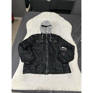 Royalty For Me Faux Leather Faux Fur Bike Jacket Women's Size 3X Black